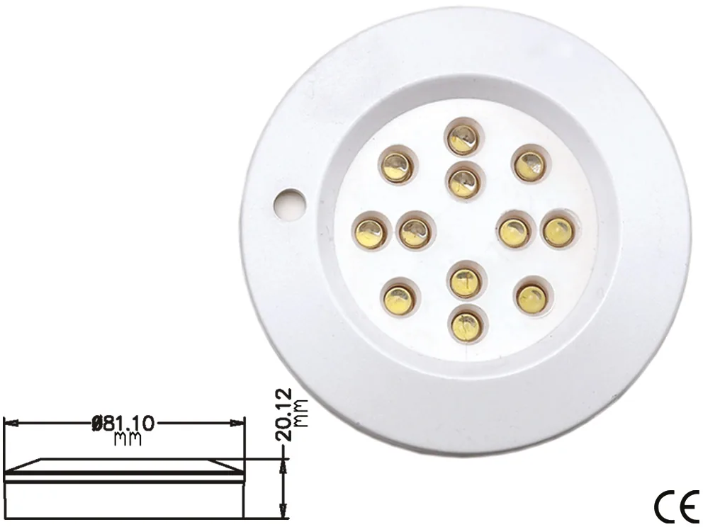 ABS-LED-DECKENLEUCHTE 12V VERBRAUCH 0,87 D. 125 MM