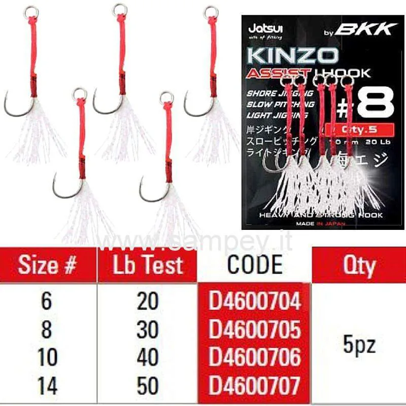 ASSIST HOOK N°14 JATSUI KINZO (Lot de 5 pièces avec filaments)