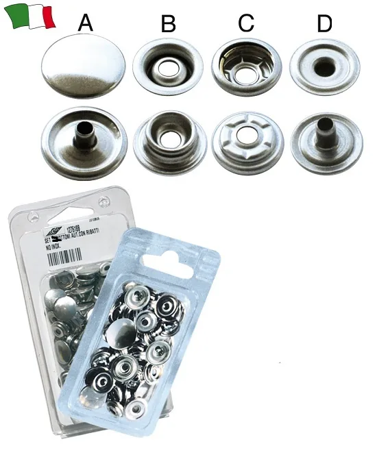 BOTTONE AUTOMATICO INOX BLISTER CF. 10 PZ