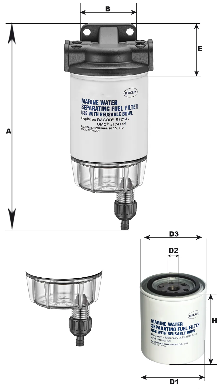 CARTUCHO DE RECAMBIO (0 micron 1" - 12UNF) PARA ART. 297040 - G.F.N