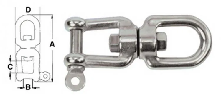 EDELSTAHL-WIRBEL AUGE/SCHÄKEL FÜR ANKER MM. 8