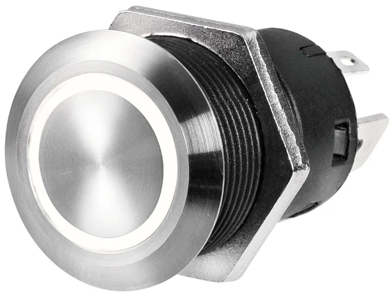 FLAT STAINLESS STEEL SWITCH (ON)-OFF 12V BLUE LIGHT