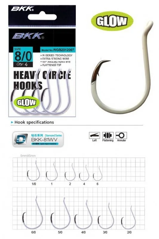 HAMEÇONS BKK HEAVY CIRCLE- GLOW N°9/0