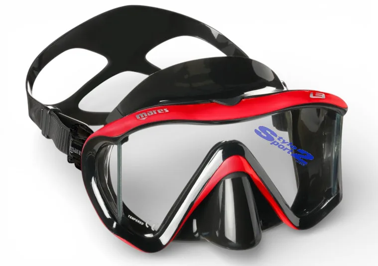 I3 MARES MASK SIDE WINDOWS BLACK SILICONE WITH RED INSERT