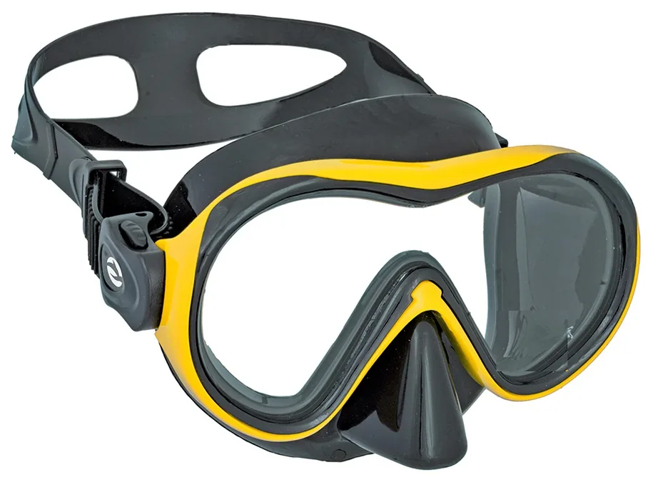 KRONOS TAUCHMASKE SILIKON SCHWARZ GELB ABYSSTAR