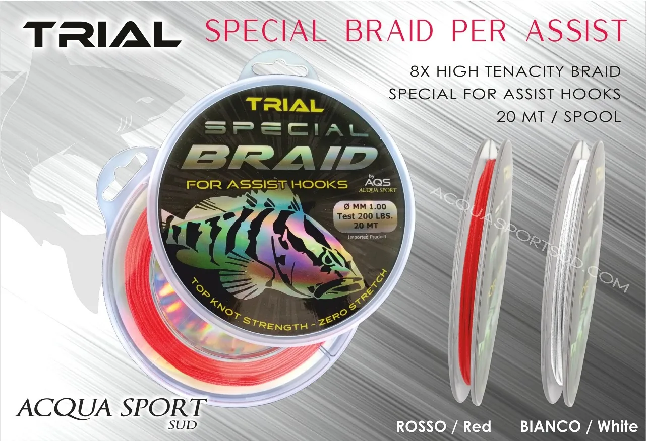 LINE TRIAL SPECIAL BRAID D 100 FOR ASSIST 200 LB MT.20 WHITE D.1 AQS