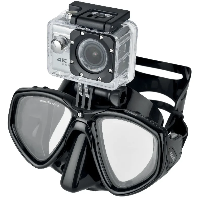 ONE BLACK MASKE AUS SCHWARZEM SILIKON MIT GO PRO-HALTERUNG SEAC