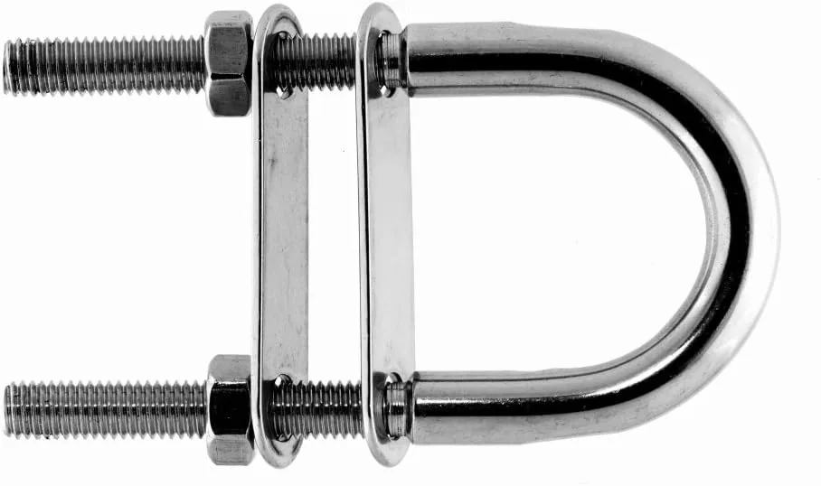 PERNO EN U DE ACERO INOXIDABLE REFORZADO ROSCA M6 DISTANCIA ENTRE EJES 35mm LONGITUD TOTAL 90mm INOXIDABLE PARA PROA O POPA DEL BARCO