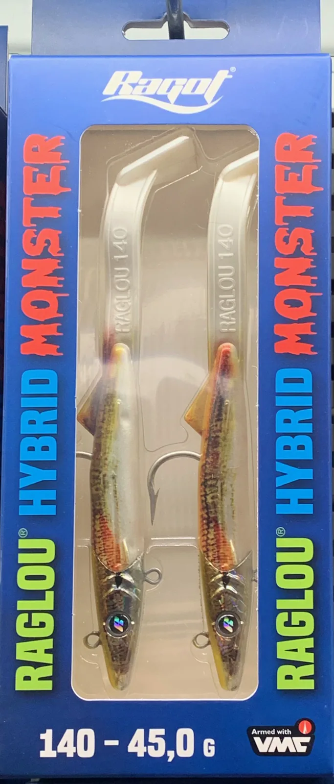 RAGLOU HYBRID MONSTER CM 140 GR . 45 ΧΡΩΜΑ ABLY RAPALA ΣΥΣΚΕΥΑΣΙΑ 2 ΤΕΜΑΧΙΩΝ ΜΟΛΥΒΔΙΝΗ ΚΕΦΑΛΗ