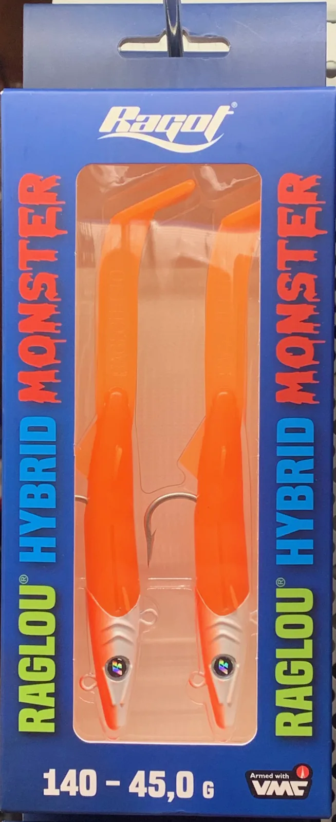 RAGLOU HYBRID MONSTER CM 140 GR . 45 FARBE FO RAPALA PACKUNG MIT 2 STÜCK BLEIKOPF