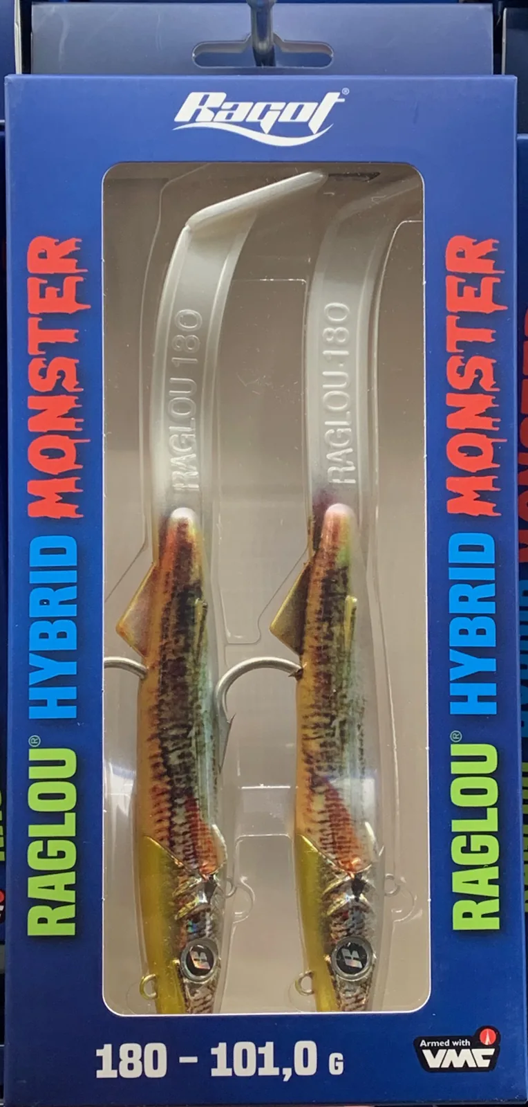 RAGLOU HYBRID MONSTER CM 180 GR . 101 ΧΡΩΜΑ ABLY RAPALA ΣΥΣΚΕΥΑΣΙΑ 2 ΤΕΜΑΧΙΩΝ ΜΕ ΜΟΛΥΒΔΙΝΗ ΚΕΦΑΛΗ