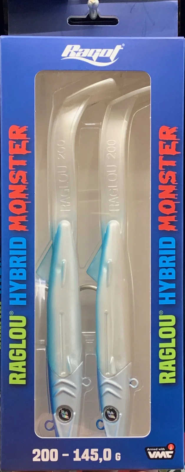 RAGLOU HYBRID MONSTER CM 200 GR . 145 ΧΡΩΜΑ PB RAPALA ΣΥΣΚΕΥΑΣΙΑ 2 ΤΕΜΑΧΙΩΝ ΜΕ ΜΟΛΥΒΔΩΜΕΝΗ ΚΕΦΑΛΗ