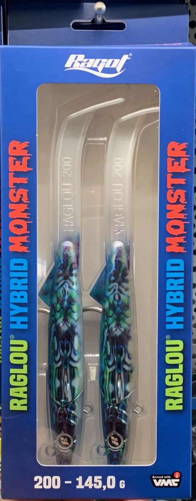 RAGLOU HYBRID MONSTER CM 200 GR . 145 COLOR ABLB RAPALA PACK OF 2 PIECES WEIGHTED HEAD