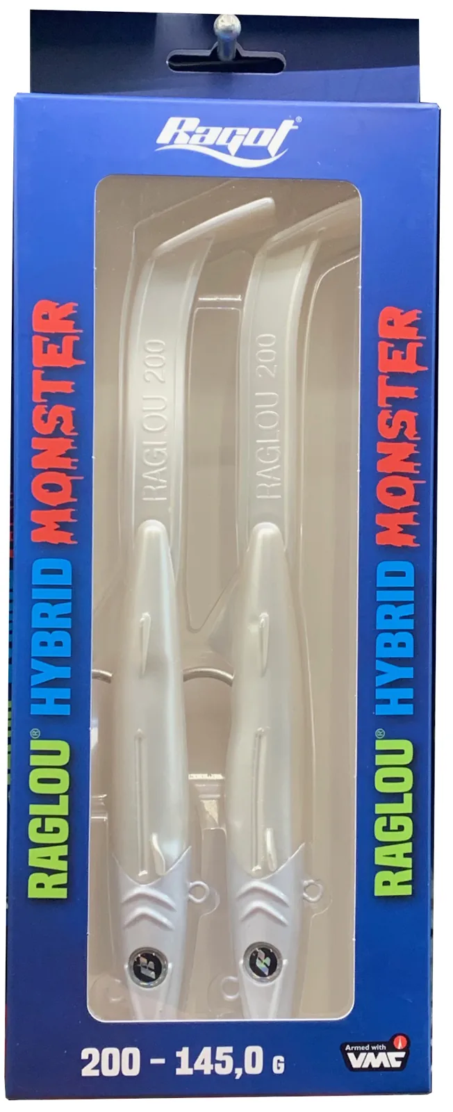 RAGLOU HYBRID MONSTER CM 200 GR . 145 COLOR PW RAPALA PAQUETE DE 2 CABEZA PLOMADA