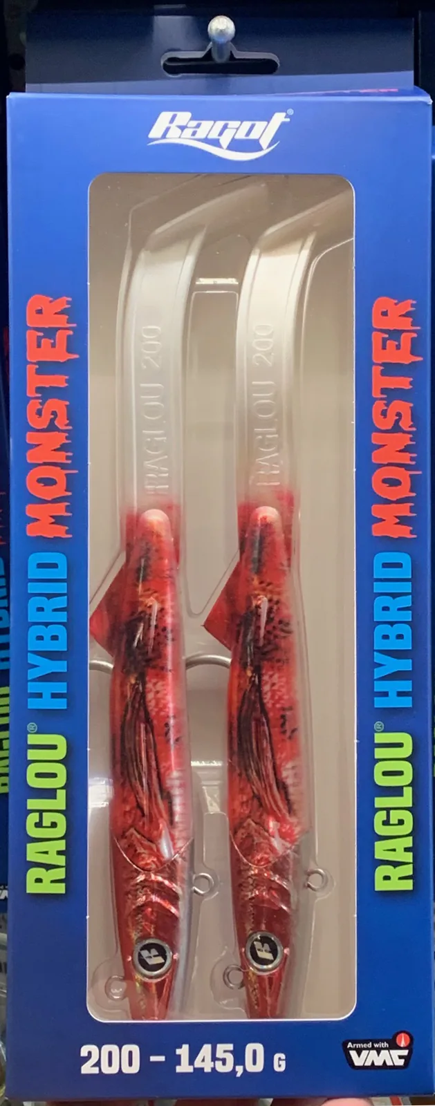 RAGLOU HYBRID MONSTER CM 200 GR . 145 COLORIS ABLR RAPALA LOT DE 2 PIÈCES TÊTE PLOMBÉE