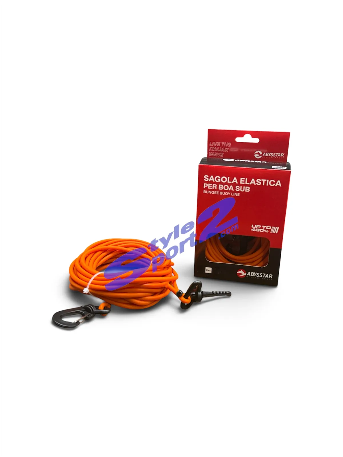 SAGOLA ELASTICA PER BOA BUNGEEFLEX 8 METRI ALLUNGAMENTO PER 4 VOLTE ABYSSTAR COLORE ROSSO CON DINEMA