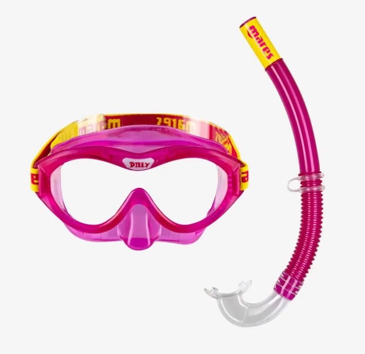 SET DILLY MASKE + SILIKONSCHNORCHEL PINK MARES